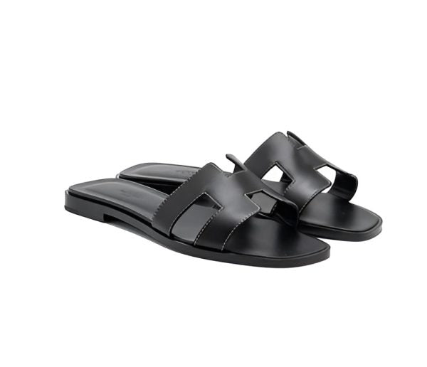 H-style Flat Sandal For Girls Womens – Black